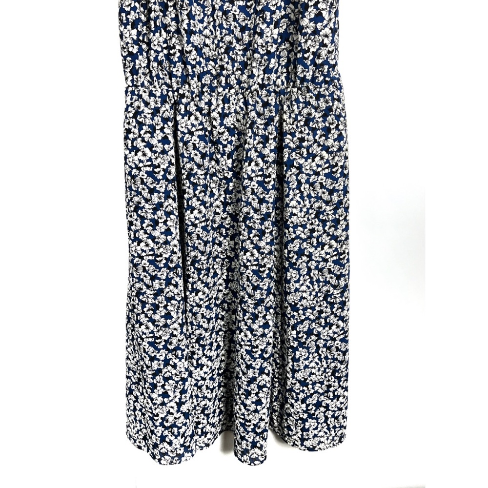 J. Crew Blue Floral Print Spaghetti Strap Mini-Length Casual Dress Sz: 4 - Picture 4 of 11